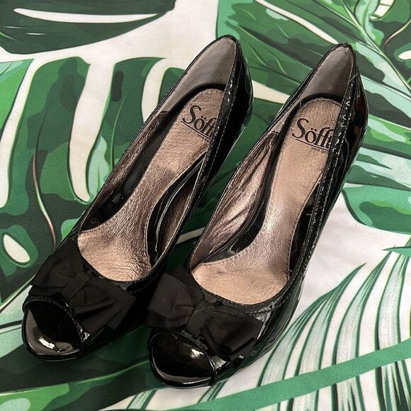 Sofft brand, black patent pumps with bow - Picture 5 of 6